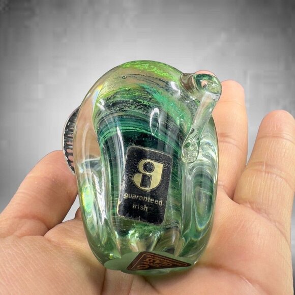 Kerry Glass Elephant Figurine Paperweight Clear Green Swirls Ireland Glass - Picture 5 of 16